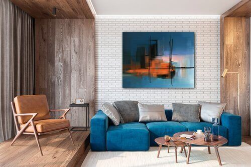 Bild Abstract design blue - 90 x 70 cm