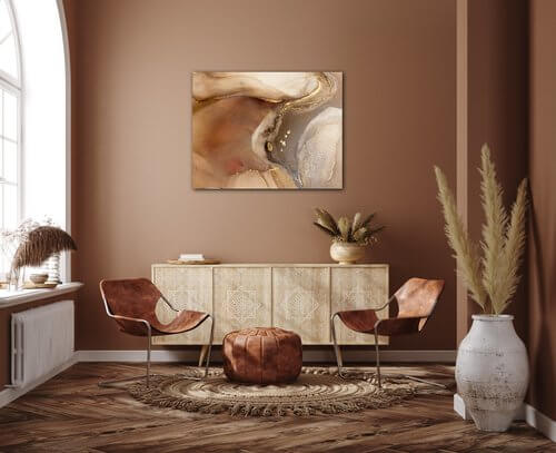 Bild Golden Beige Fluid - 90 x 70 cm