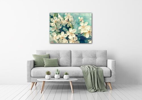 Bild Blue background cherry blossom - 60 x 40 cm