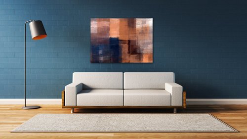 Bild Orange blue beige abstrakt - 70 x 50 cm