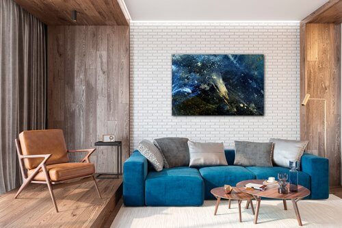 Bild Dark blue gold abstrakt - 90 x 60 cm