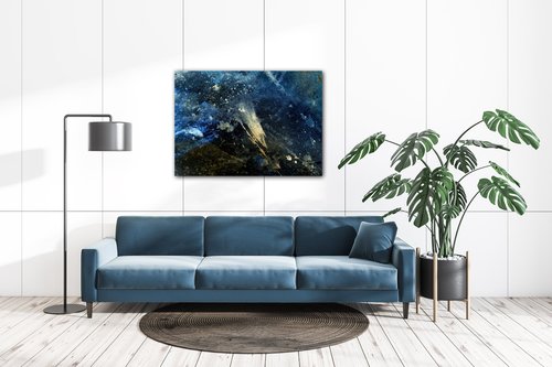 Bild Dark blue gold abstrakt - 70 x 50 cm