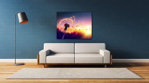 Bild Dandelion and sunset - 90 x 70 cm