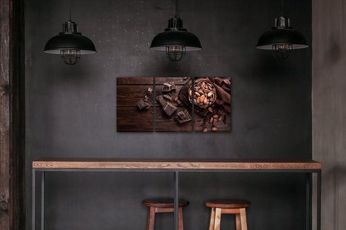 Bild Chocolate on wood - 120 x 60 cm (3-teiliges)