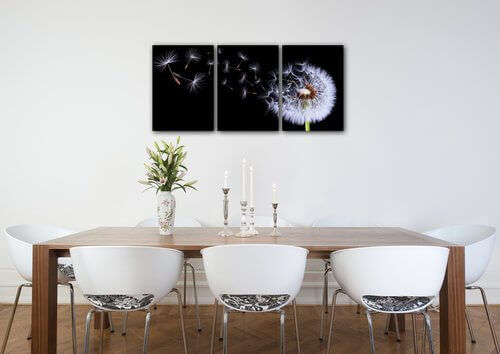 Bild Dandelion black and green - 150 x 70 cm (3-teiliges)