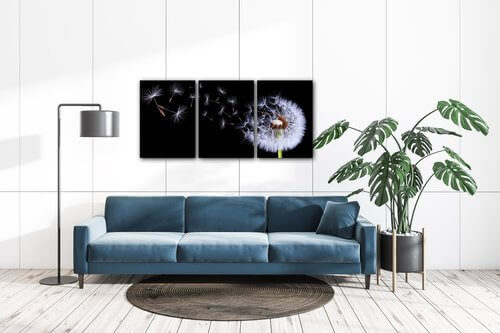 Bild Dandelion black and green - 150 x 70 cm (3-teiliges)