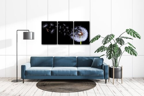 Bild Dandelion black and green - 120 x 60 cm (3-teiliges)