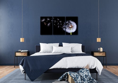Bild Dandelion black and green - 120 x 60 cm (3-teiliges)