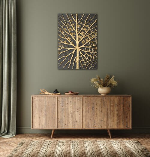Bild Golden leaf structure - 50 x 70 cm