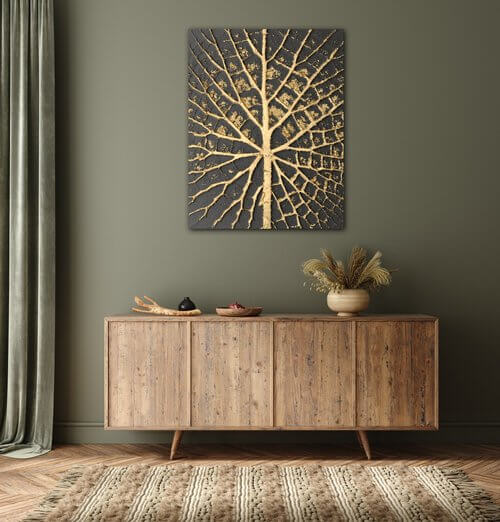 Bild Golden leaf structure - 70 x 90 cm