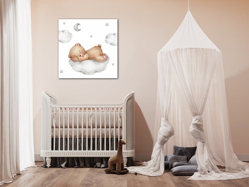 Obraz Sleepy bear on the cloud - 20 x 20 cm