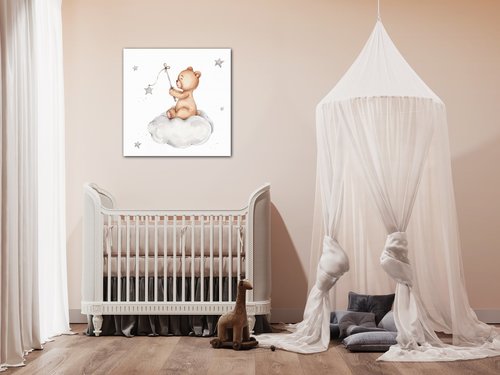 Obraz Little bear with stars - 40 x 40 cm