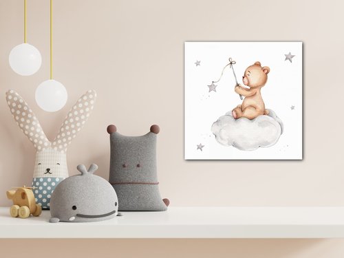 Obraz Little bear with stars - 40 x 40 cm