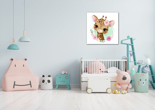 Obraz Giraffe with blossom - 40 x 40 cm