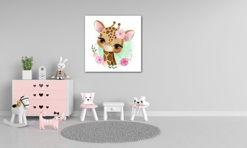Obraz Giraffe with blossom - 40 x 40 cm