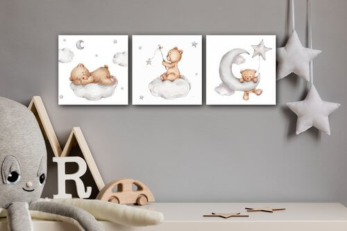 Obraz Set of three pictures with bears - 90 x 30 cm (3-teiliges)