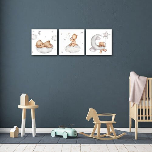 Obraz Set of three pictures with bears - 90 x 30 cm (3-teiliges)