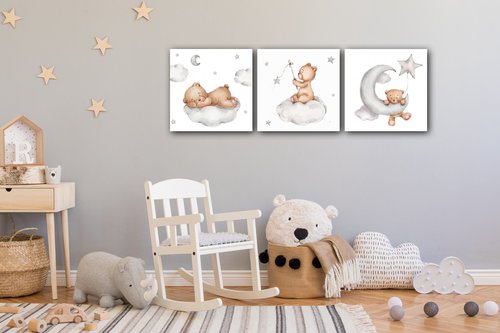 Obraz Set of three pictures with bears - 90 x 30 cm (3-teiliges)