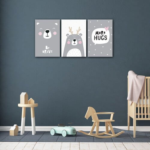 Obraz Set of pictures grey and white - 60 x 30 cm (3-teiliges)