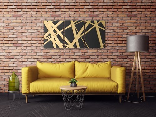 Bild Abstract golden lines - 150 x 70 cm (3-teiliges)