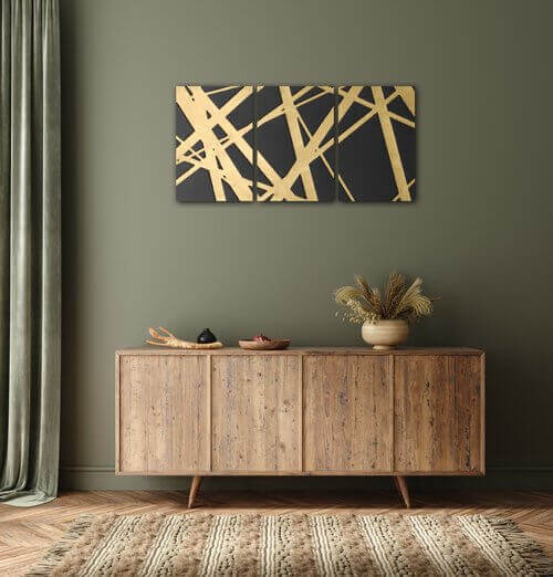 Bild Abstract golden lines - 60 x 30 cm (3-teiliges)