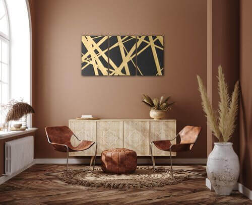 Bild Abstract golden lines - 60 x 30 cm (3-teiliges)