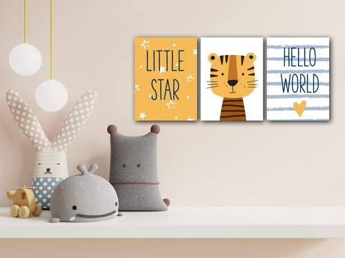 Obraz Little tiger set - 90 x 40 cm (3-teiliges)