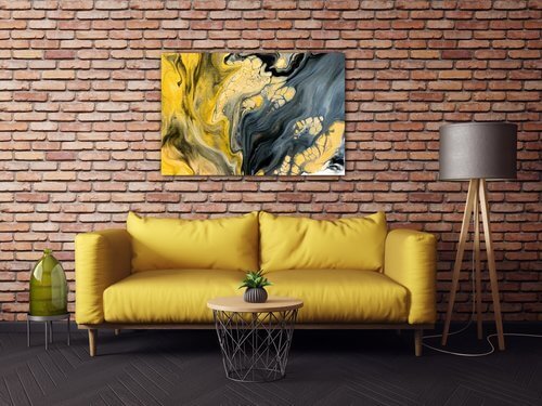 Bild Yellow grey abstract2 - 60 x 40 cm