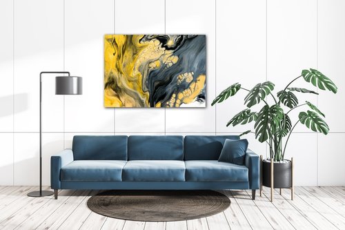 Bild Yellow grey abstract2 - 70 x 50 cm