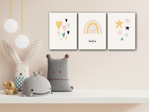 Obraz Cute rainbow baby decor - 90 x 40 cm (3-teiliges)