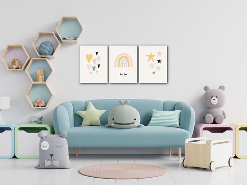 Obraz Cute rainbow baby decor - 90 x 40 cm (3-teiliges)