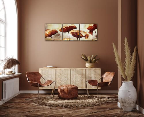 Bild Flowers red and yellow - 90 x 30 cm (3-teiliges)