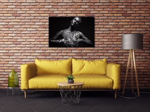 Bild Woman portrait black silver - 60 x 40 cm