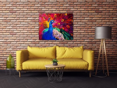 Bild Colorful Peacock - 90 x 70 cm