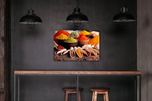 Bild Spice in wooden cups - 60 x 40 cm