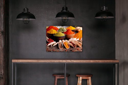 Bild Spice in wooden cups - 70 x 50 cm