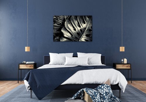 Bild Black and white leafs - 60 x 40 cm