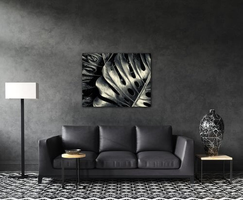Bild Black and white leafs - 90 x 70 cm