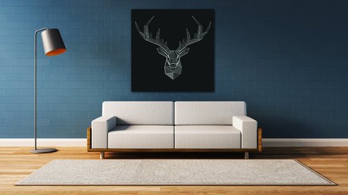 Bild Deer black and white - 90 x 90 cm