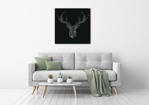 Bild Deer black and white - 90 x 90 cm