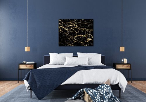 Bild Marble black and gold - 90 x 70 cm