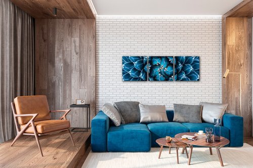 Bild Blue blossom - 90 x 30 cm (3-teiliges)