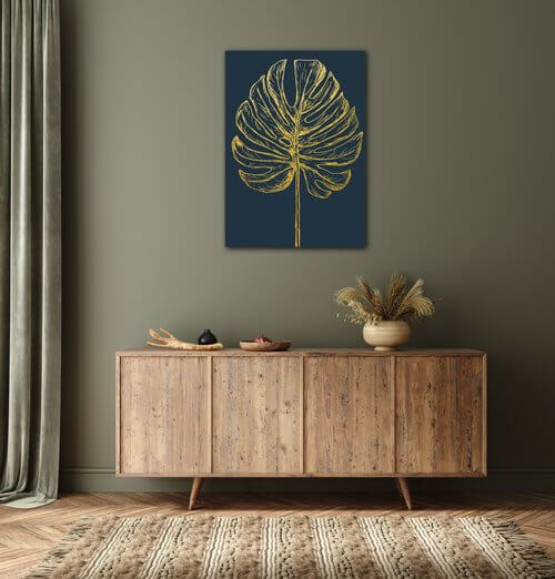 Bild Golden leaf dark background - 50 x 70 cm