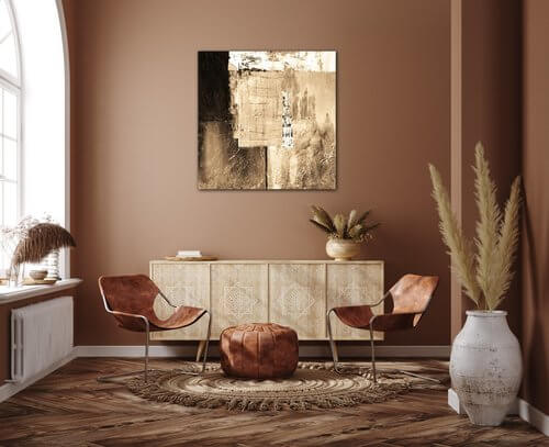 Bild Beige gold abstract square - 40 x 40 cm
