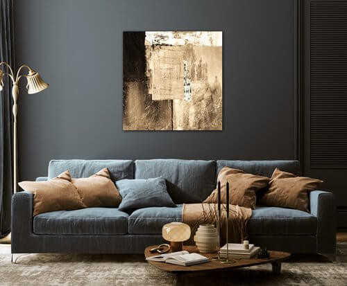 Bild Beige gold abstract square - 40 x 40 cm