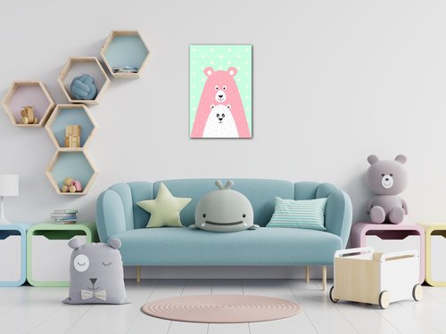 Obraz Pink blue bear - 40 x 60 cm