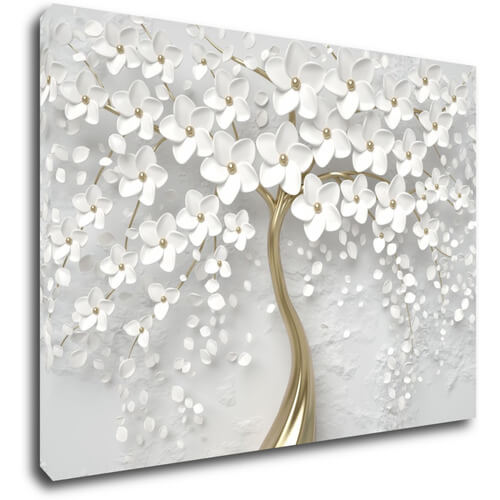 Bild White tree with flowers - 70 x 50 cm
