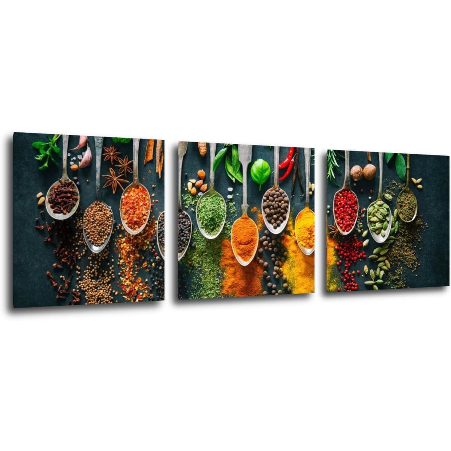 Bild Teaspoons and spice - 90 x 30 cm (3-teiliges)