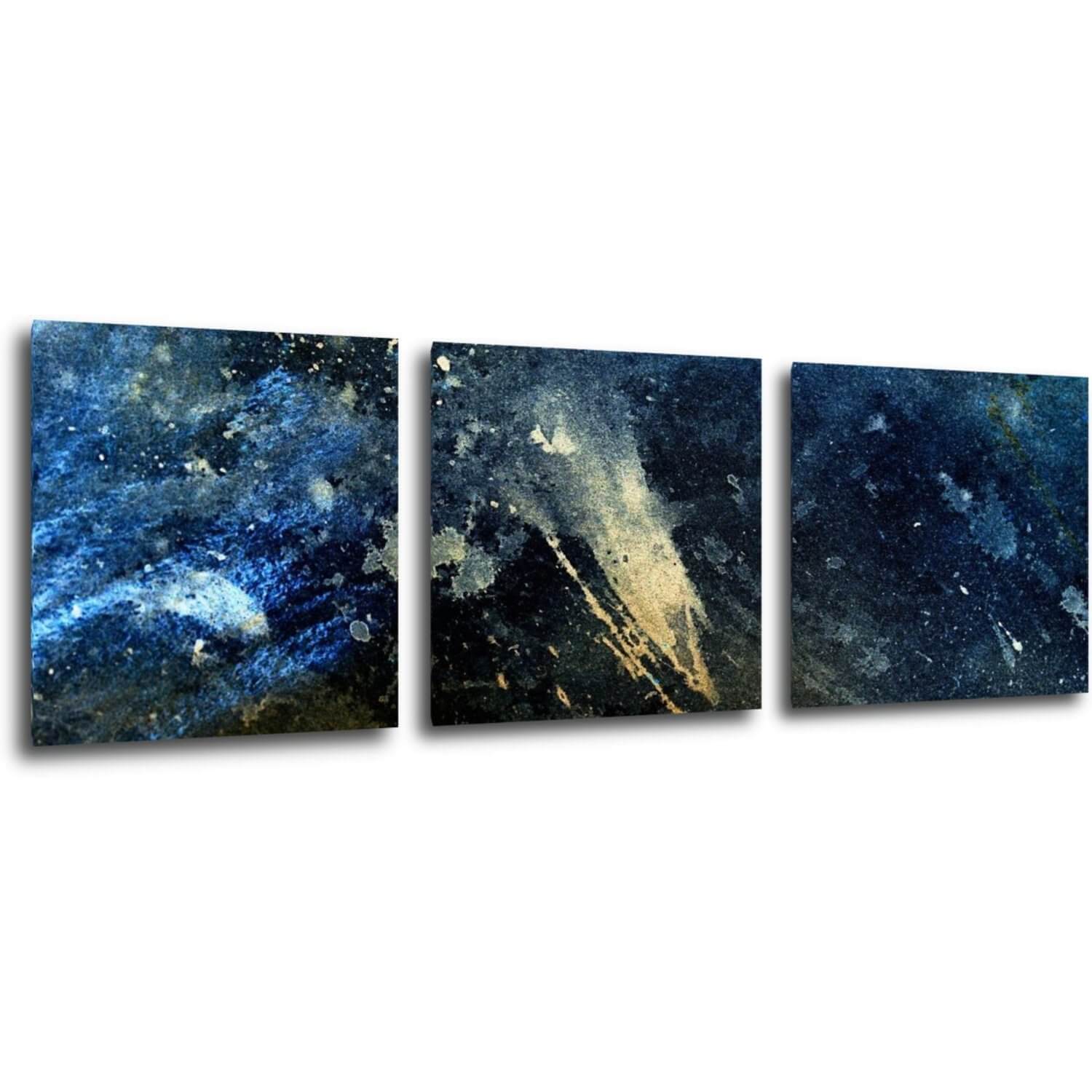 Bild Dark blue gold abstrakt - 90 x 30 cm (3-teiliges)