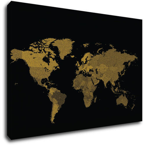 Bild World map golden black